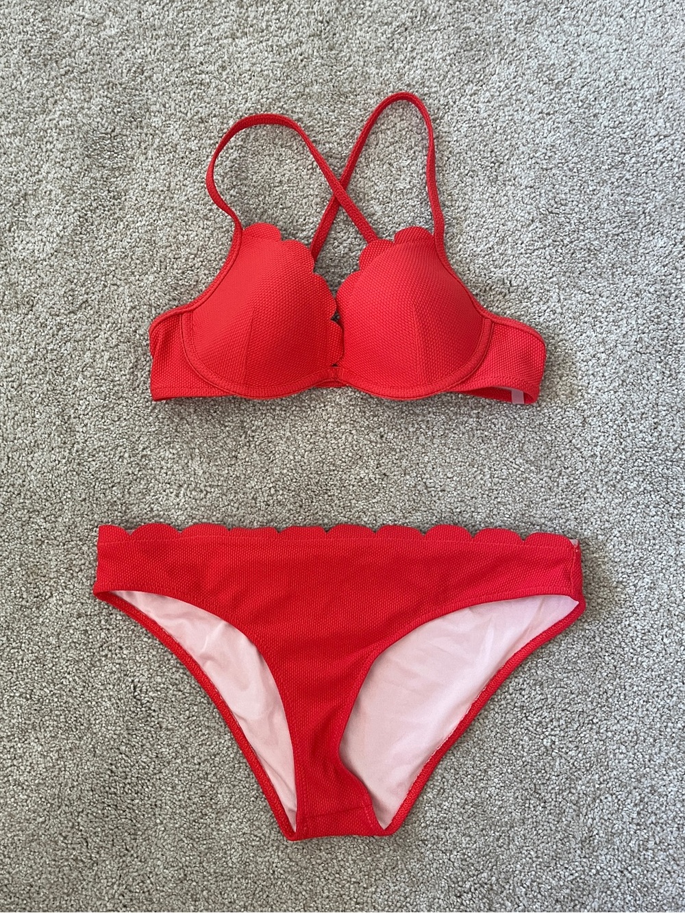 Coral Scalloped Shade & Shore Bikini